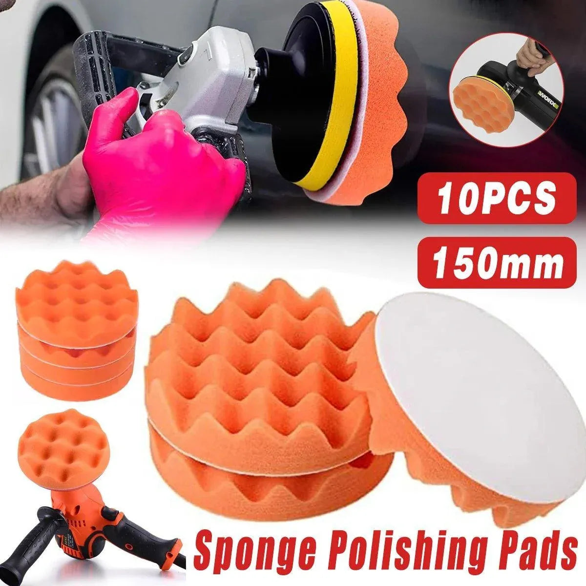 10x 150mm Sponge Polishing Pads 6Inch Waxing Buffing Set for Car Polisher Buffer